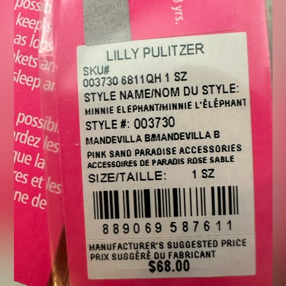 Lilly Pulitzer Minnie Elephant. Never used and kept inside the bag. Super cute! - Picture 3 of 6